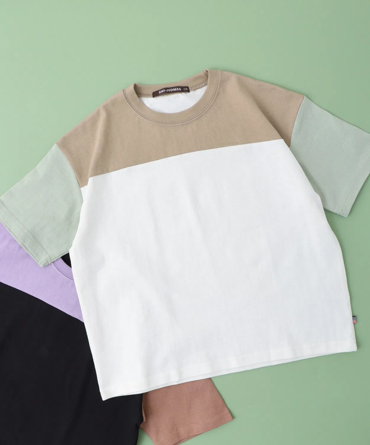 Детская футболка с контрастными рукавами USA Cotton BIG T-Shirt FUNALIVE, Beige