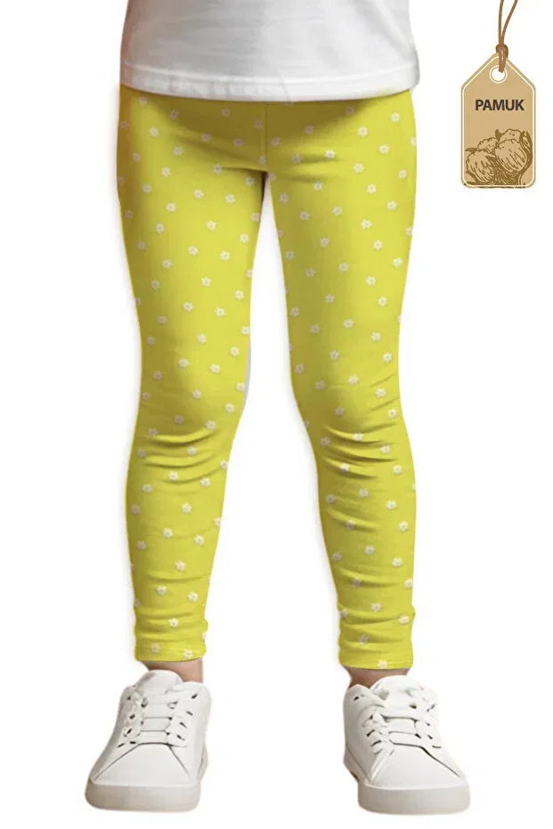 Детские леггинсы для девочек с принтом Mk Mukko Kids, Neon Yellow