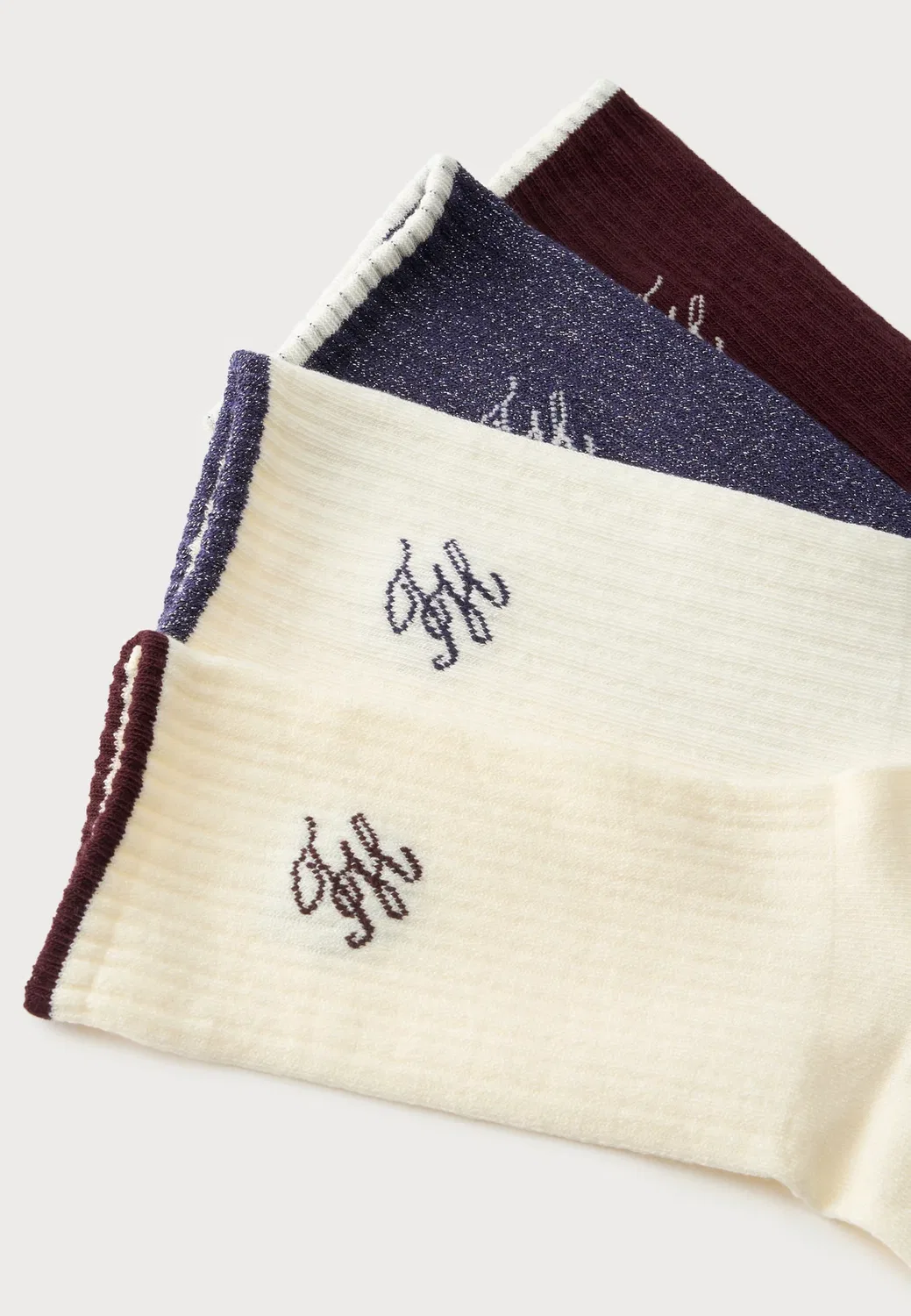 4 пары носков Tommy Hilfiger, Off-White/Bordeaux/Purple — фото 2