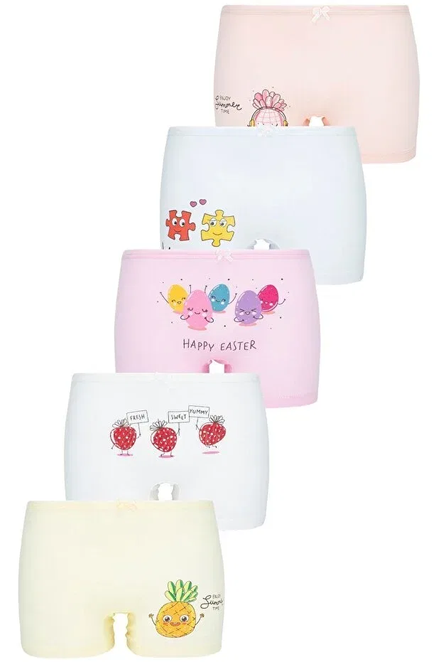 Детские трусы-боксеры для девочек с принтом комплект 5 шт Biyokids, Multicolor
