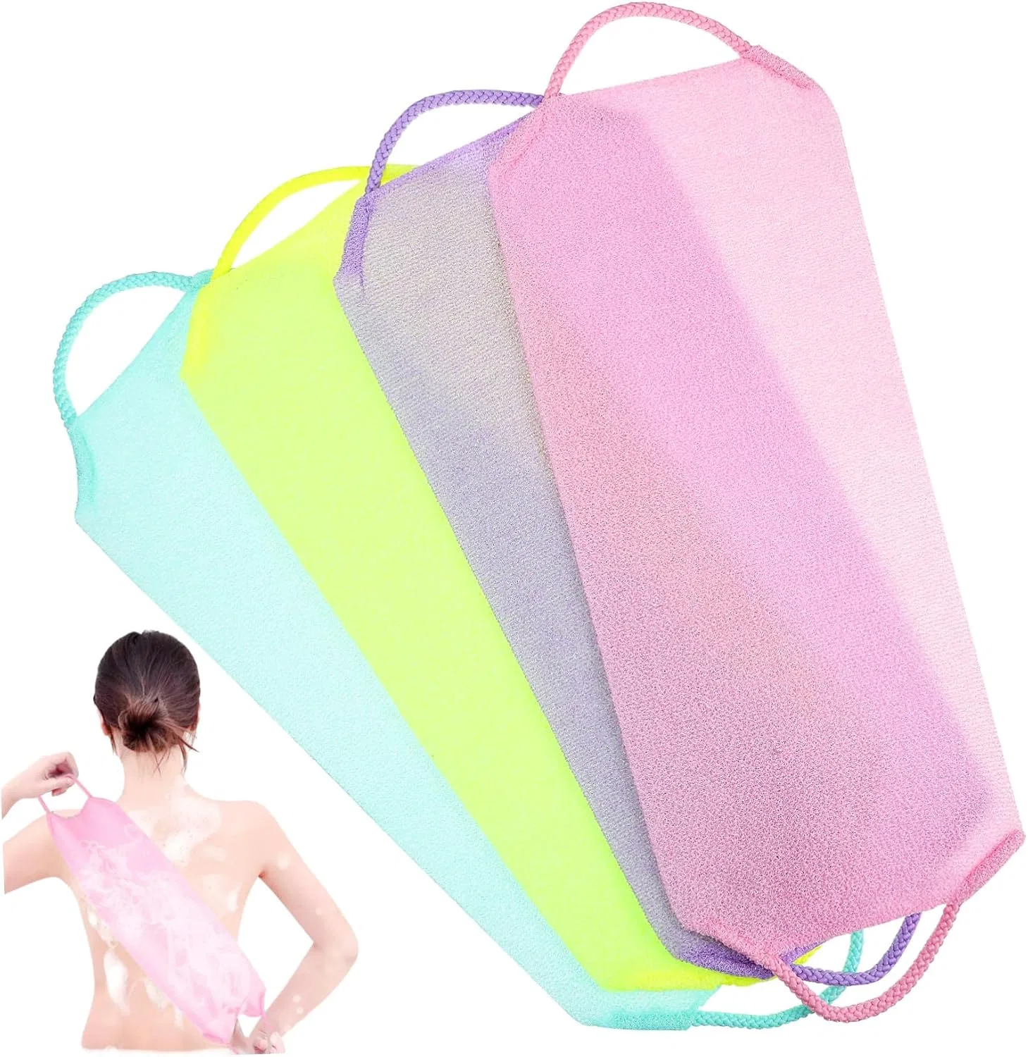 Мочалка для тела эксфолирующая WEKAMOS, 4 шт, 46x20 см