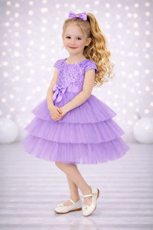Детское платье для девочек с пайетками Party Rumi Kids, Ecru