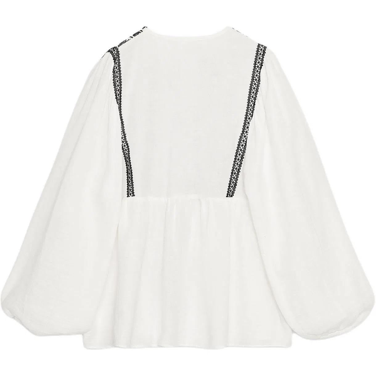 Женская рубашка с круглым вырезом White/Black ZARA — фото 3