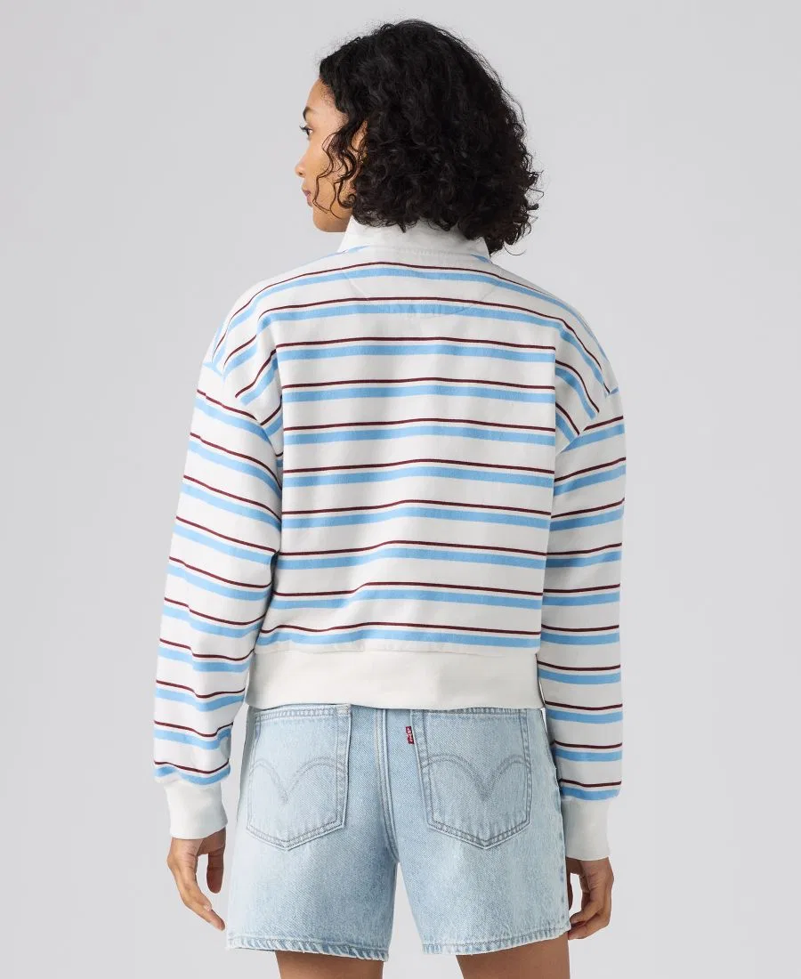 Женский свитшот из хлопкового флиса с четверть-молнией Levi's, Ruby Stripe Alaskan Blue — фото 4