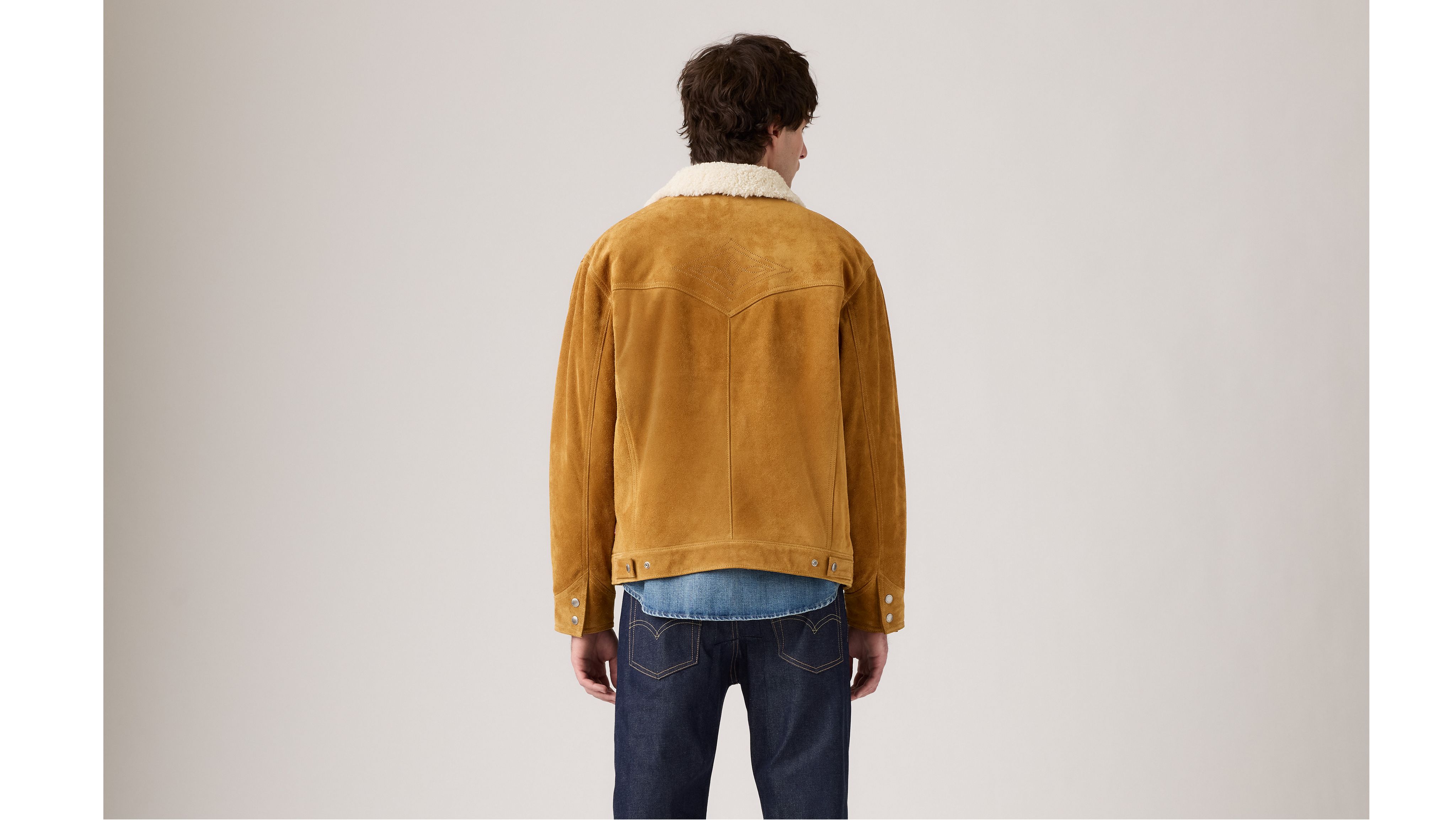 Куртка дальнобойщика из замши и шерпы в стиле вестерн Levi's, Evening Sun - Brown — фото 3