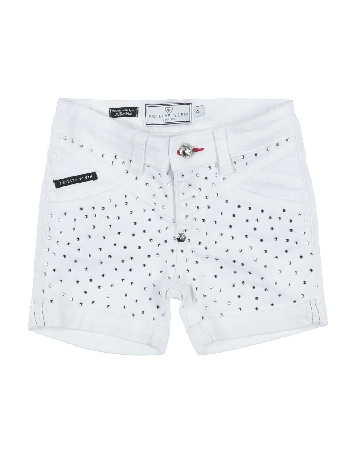 Детские джинсовые шорты для девочек с кристаллами Philipp Plein, белый