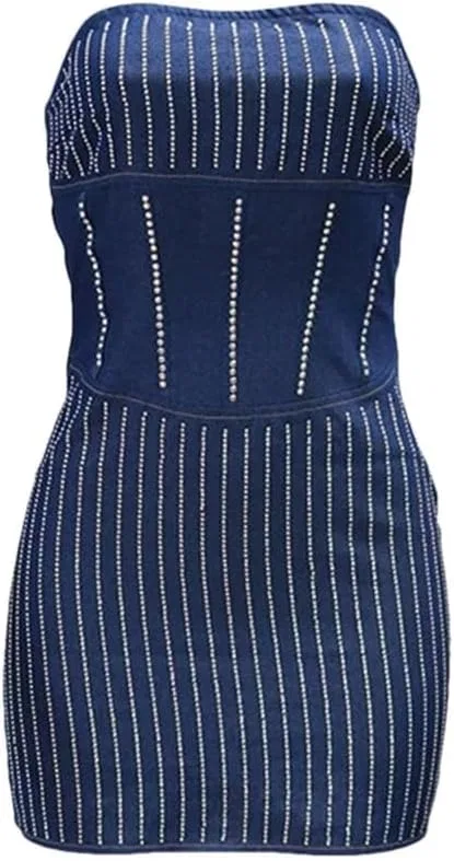 Женское мини-платье без бретелек Bodycon, Blue