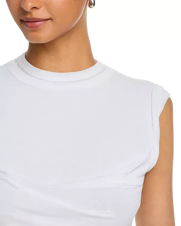 Женский топ с принтом Twisted Layered Bust Tee Alexander Wang, белый — фото 4