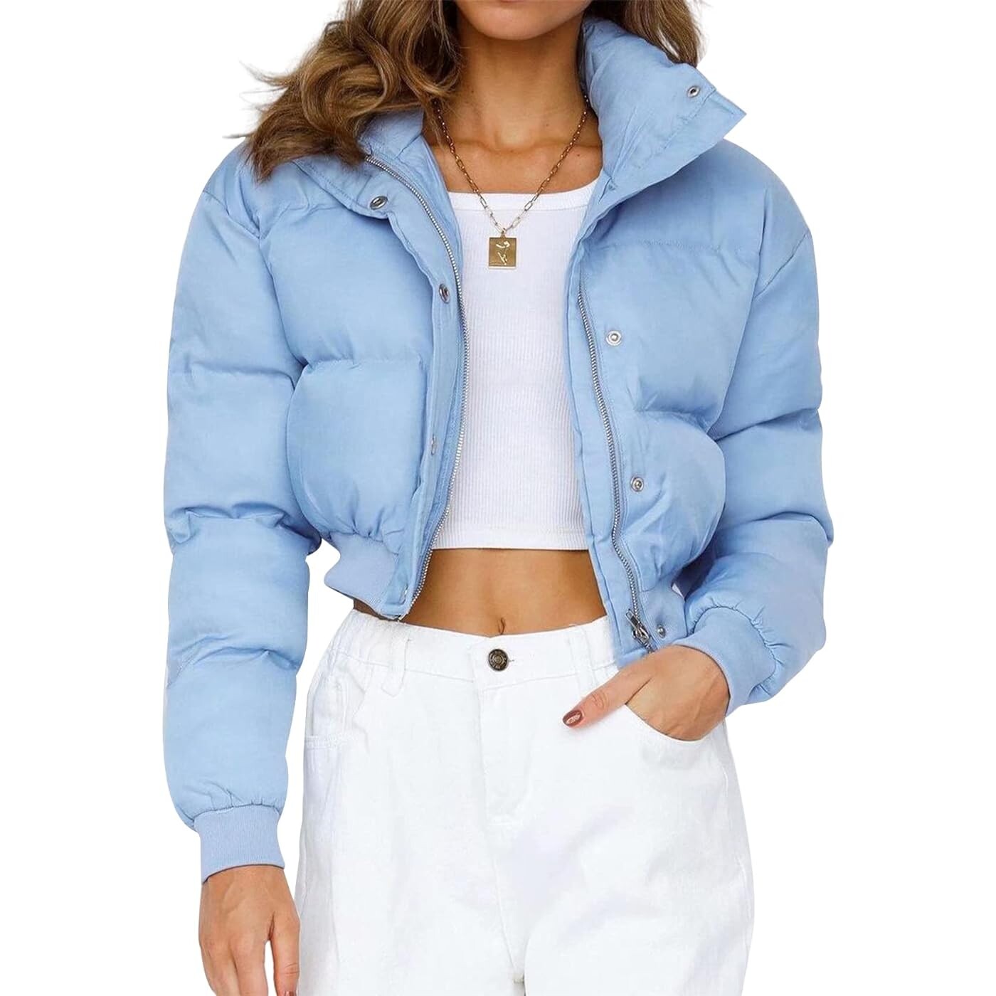 

Куртка Gihuo Women's Cropped, голубой