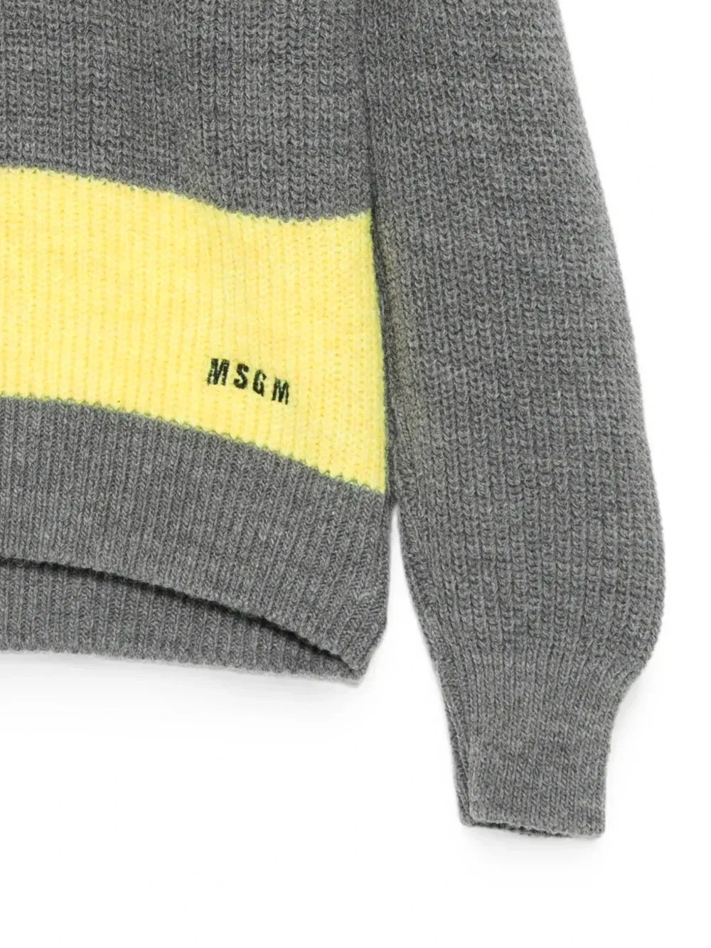 Полосатый свитер с вышитым логотипом Msgm Kids, серый — фото 3