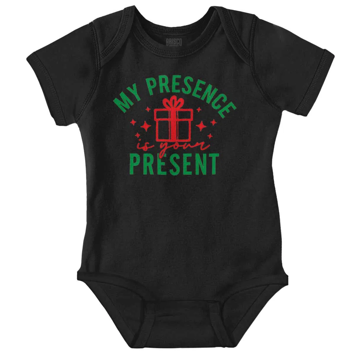 Детское боди-комбинезон с коротким рукавом Christmas My Presence Is Your Present Brisco Brands, Black