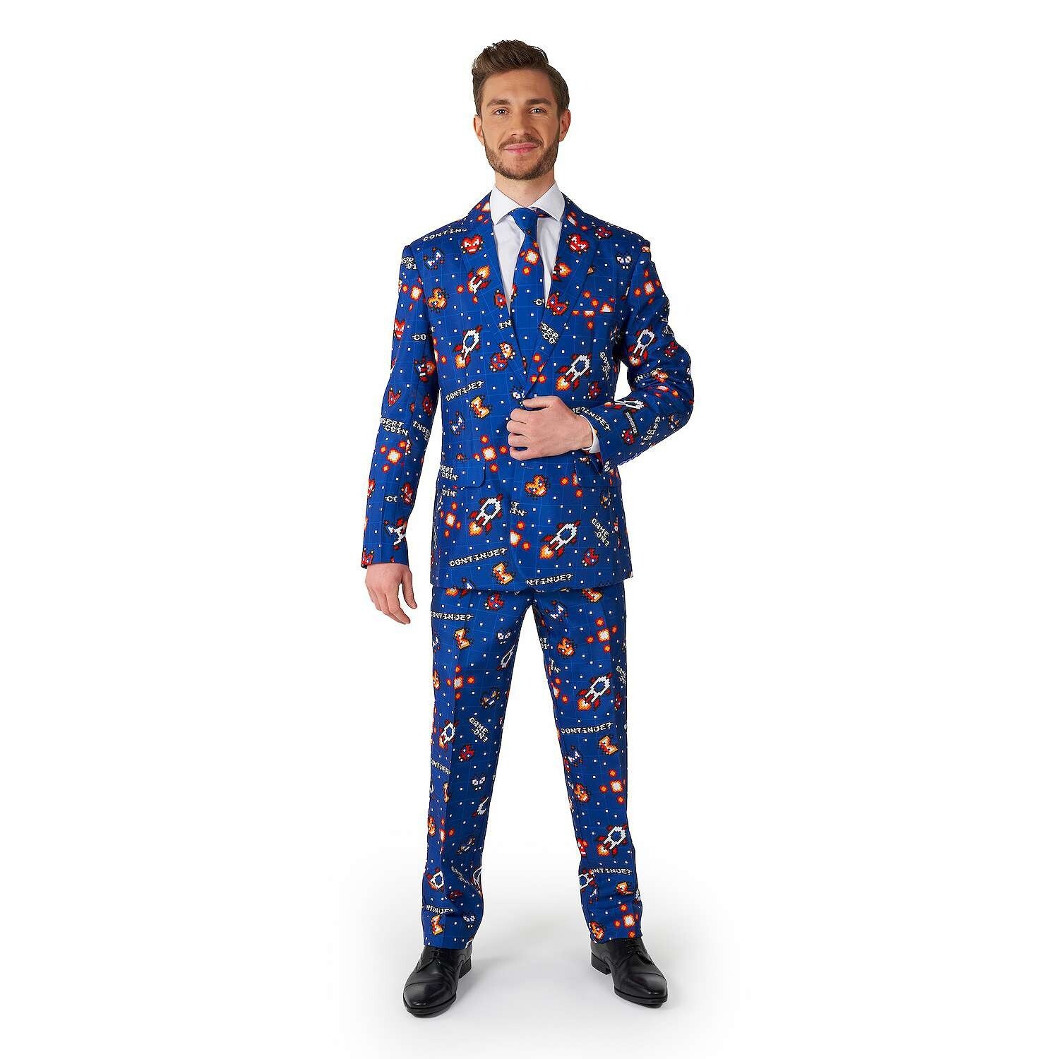 

Мужской костюм и галстук с узором Suitmeister Slim-Fit, синий