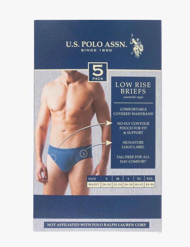 Комплект мужских трусов U.S. Polo Assn Lowrise Brief, 5 предметов, бирюзовый/серый/темно-синий — фото 3
