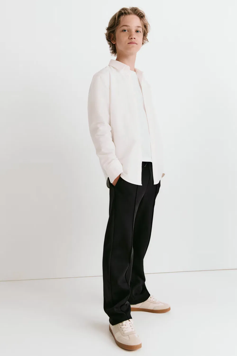 Спортивные брюки из пике прямого кроя H&M, Schwarz