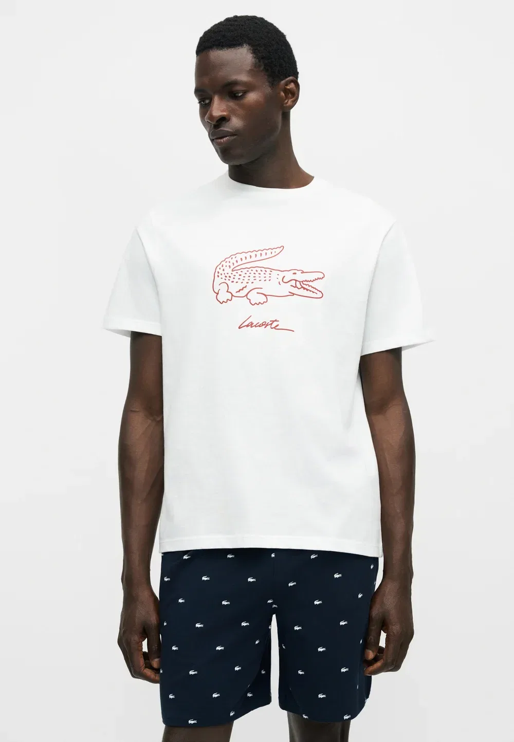 Домашняя одежда в виде футболки - пижамная футболка Lacoste, White/Bordeaux — фото 4