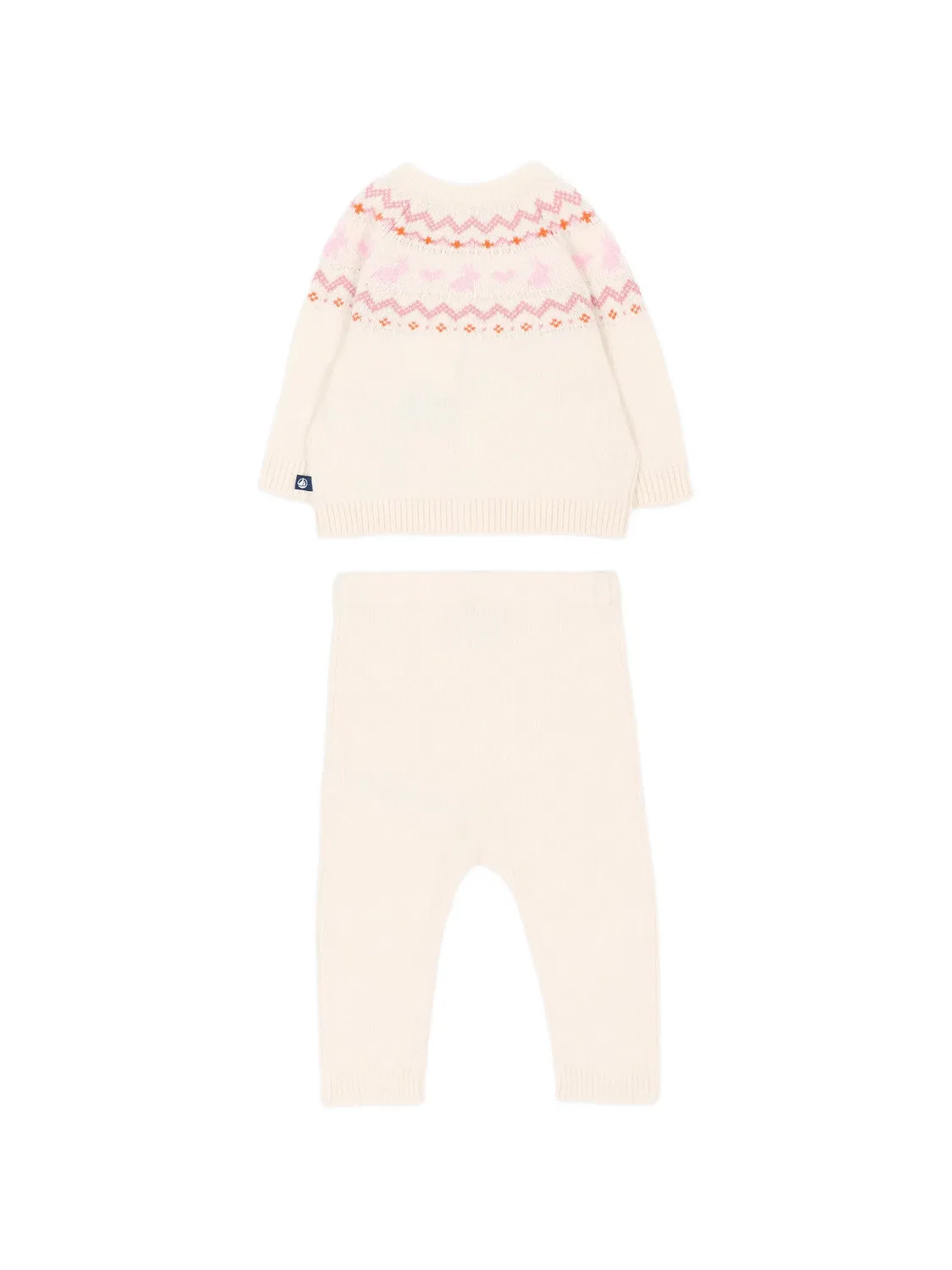 Комплект из кардигана и брюк, связанных в технике фэр-айл Petit Bateau, нейтральные цвета — фото 2