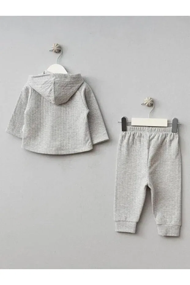 Детский комплект для новорожденных с принтом Heart Bear Zekids, Gri — фото 2