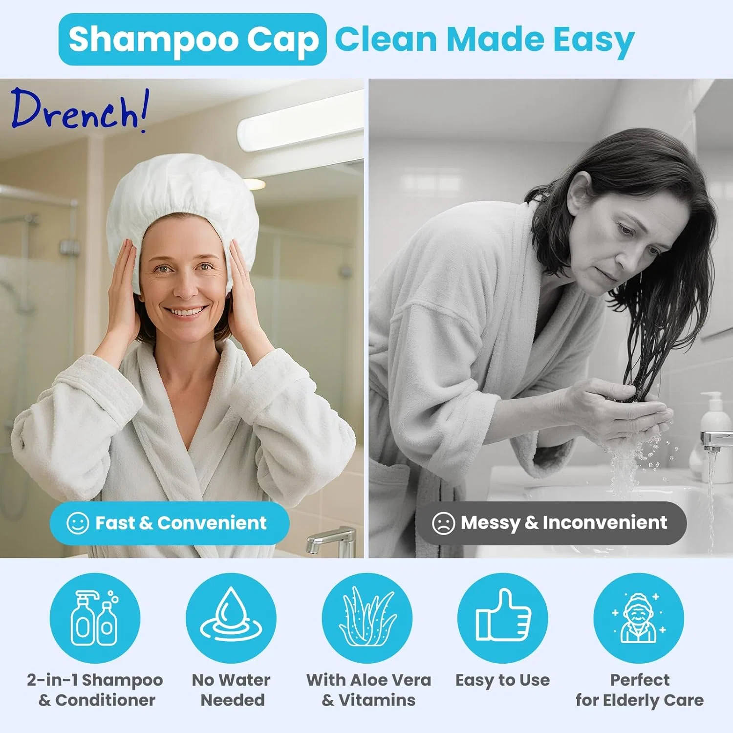 Шапочка для мытья волос Drench! Medical, Pack of 24, 24 г, Gel — фото 2