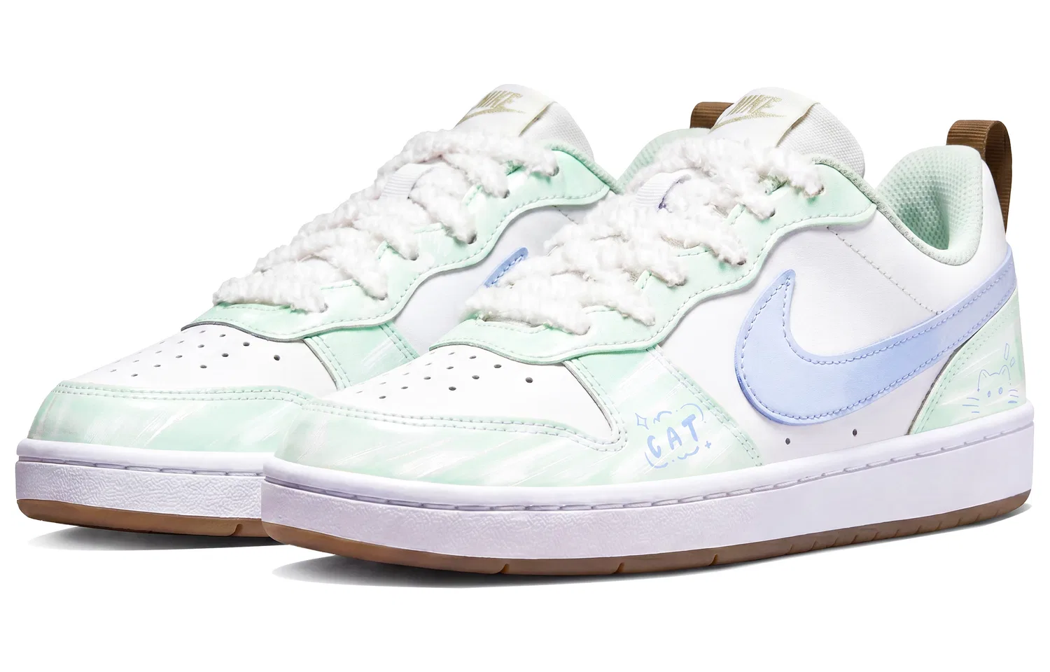 Детские скейтбординг-кроссовки с принтом кота Court Borough, Nike, Blue Green — фото 4