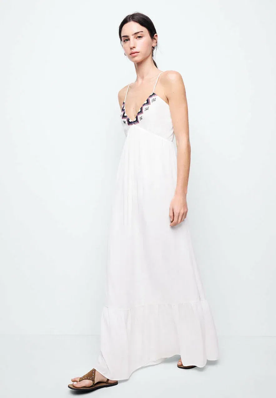 Подростковое макси-платье Mango Kids, Blanc Cassé