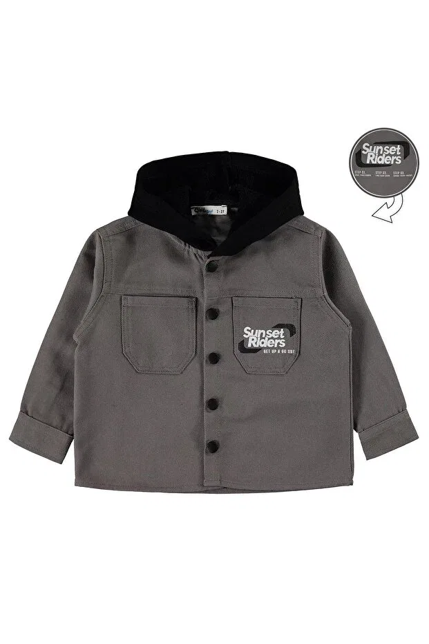 Детская рубашка с капюшоном с длинным рукавом Civil Boys, Gray
