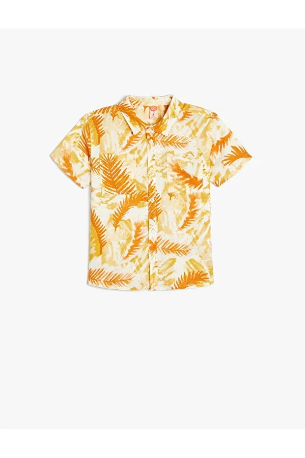Детская рубашка для мальчиков с коротким рукавом лист Koton, Orange Patterned