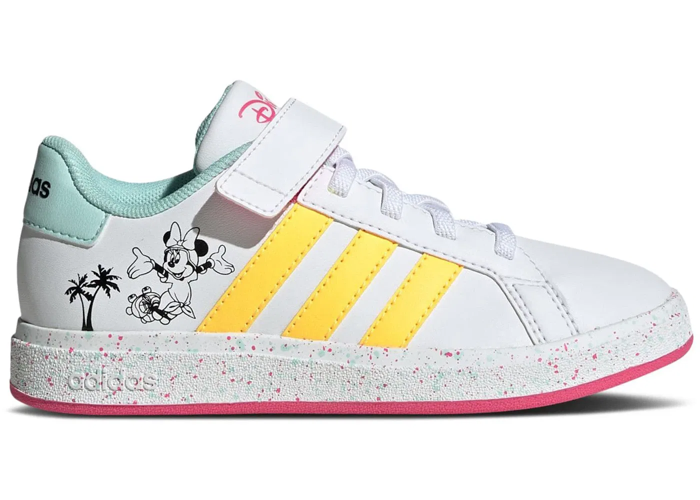 Детские кроссовки с ремешком Grand Court Strap Adidas, Cloud White Spark Pulse Magenta
