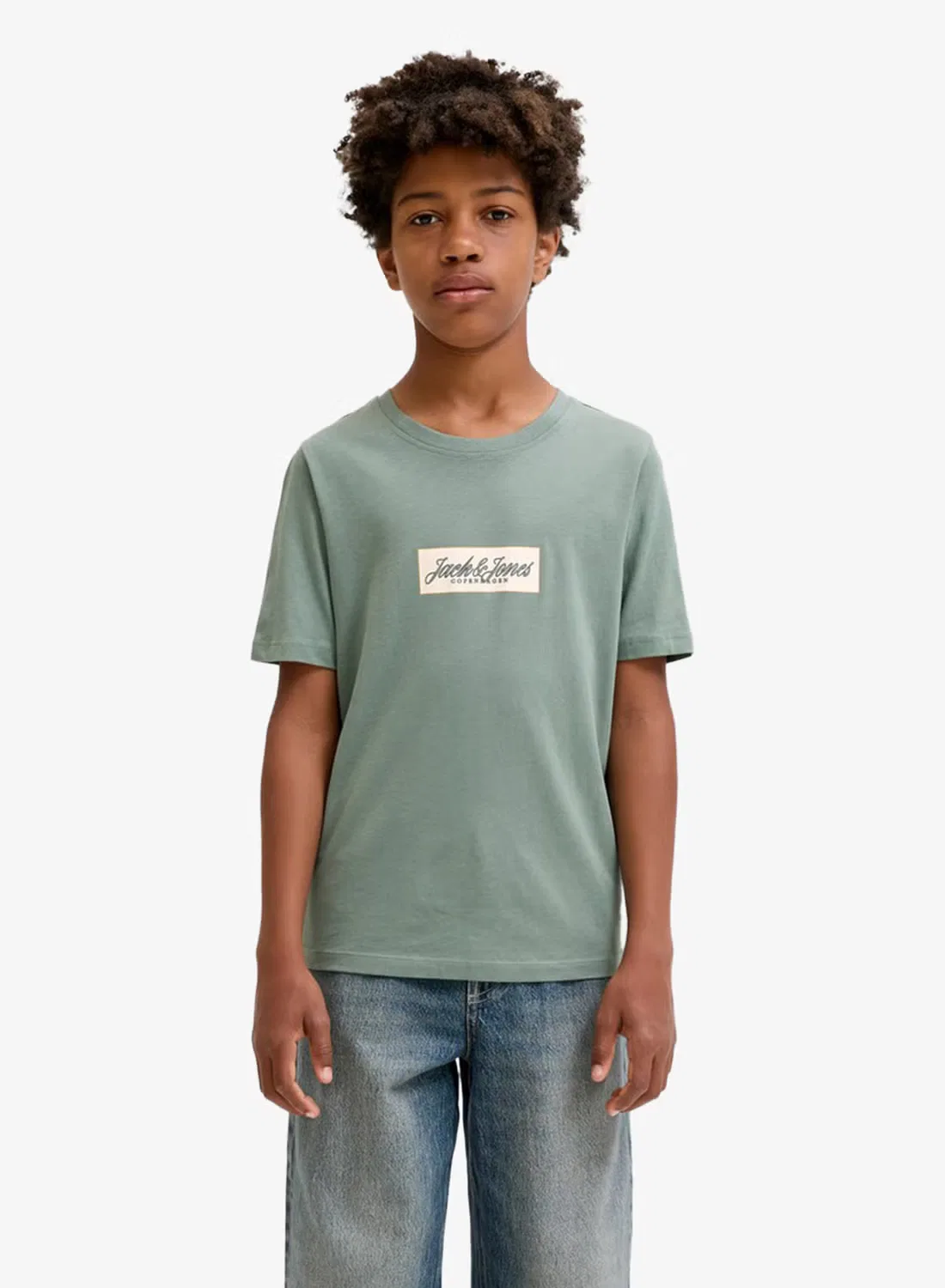 Футболка с принтом Youth box logo Jack & Jones Junior, зеленый