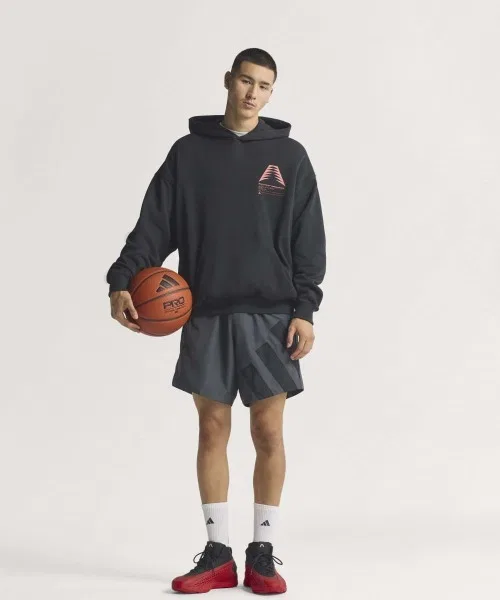 Мужская худи с принтом Schematic Anthony Edwards Adidas, Black