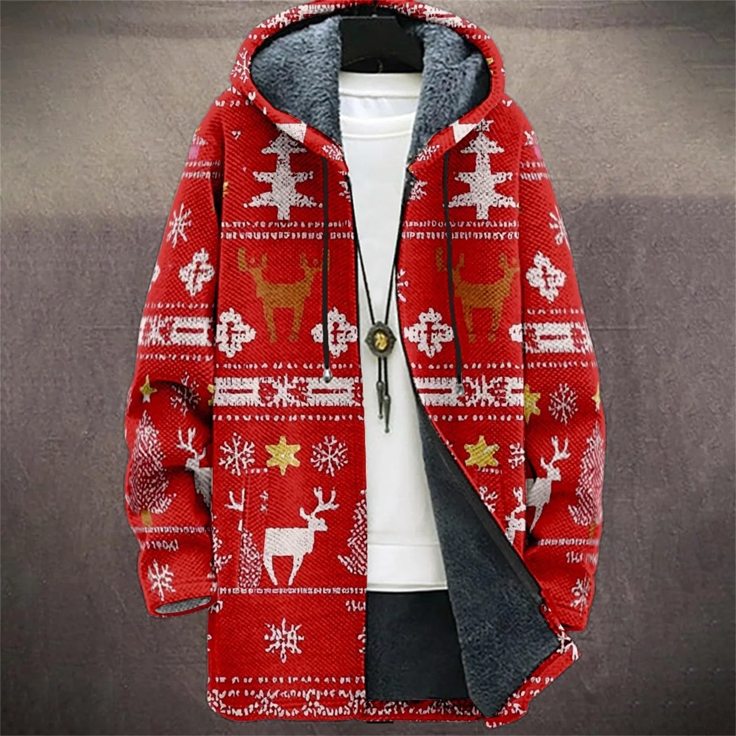 Мужская куртка с капюшоном и принтом 3D Digital Print, Red-10 — фото 2