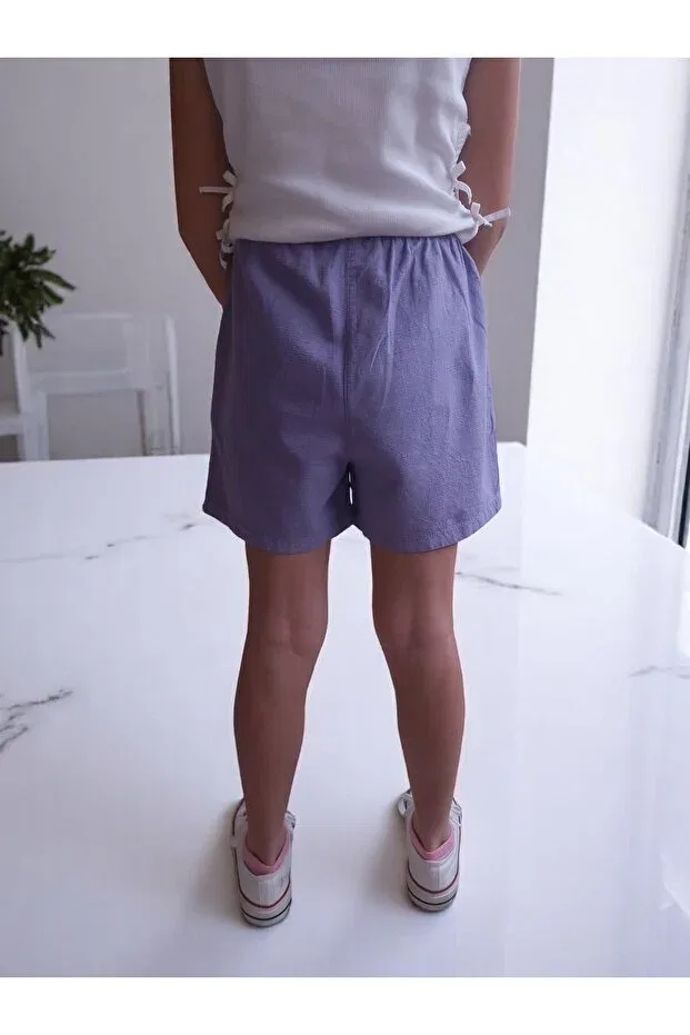Детские шорты для девочек с широкой штаниной Reka Tekstil, Lilac — фото 3