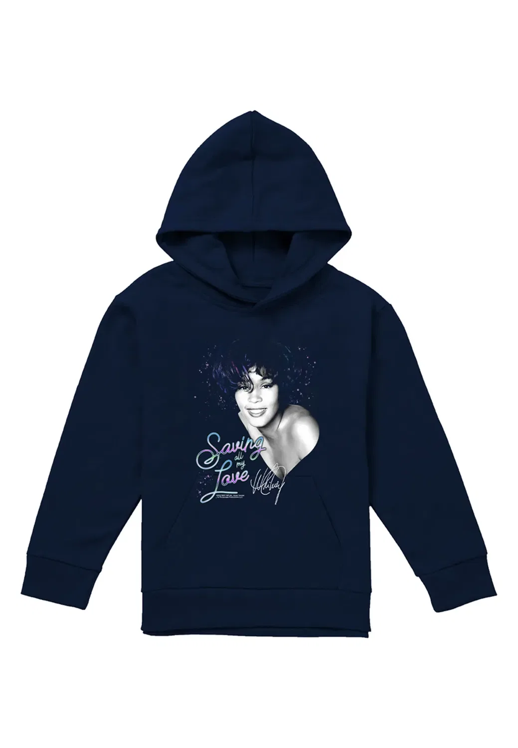 Детский худи с принтом Saving All My Love Youth Kids Pull-over Hoodie Whitney Houston, Navy