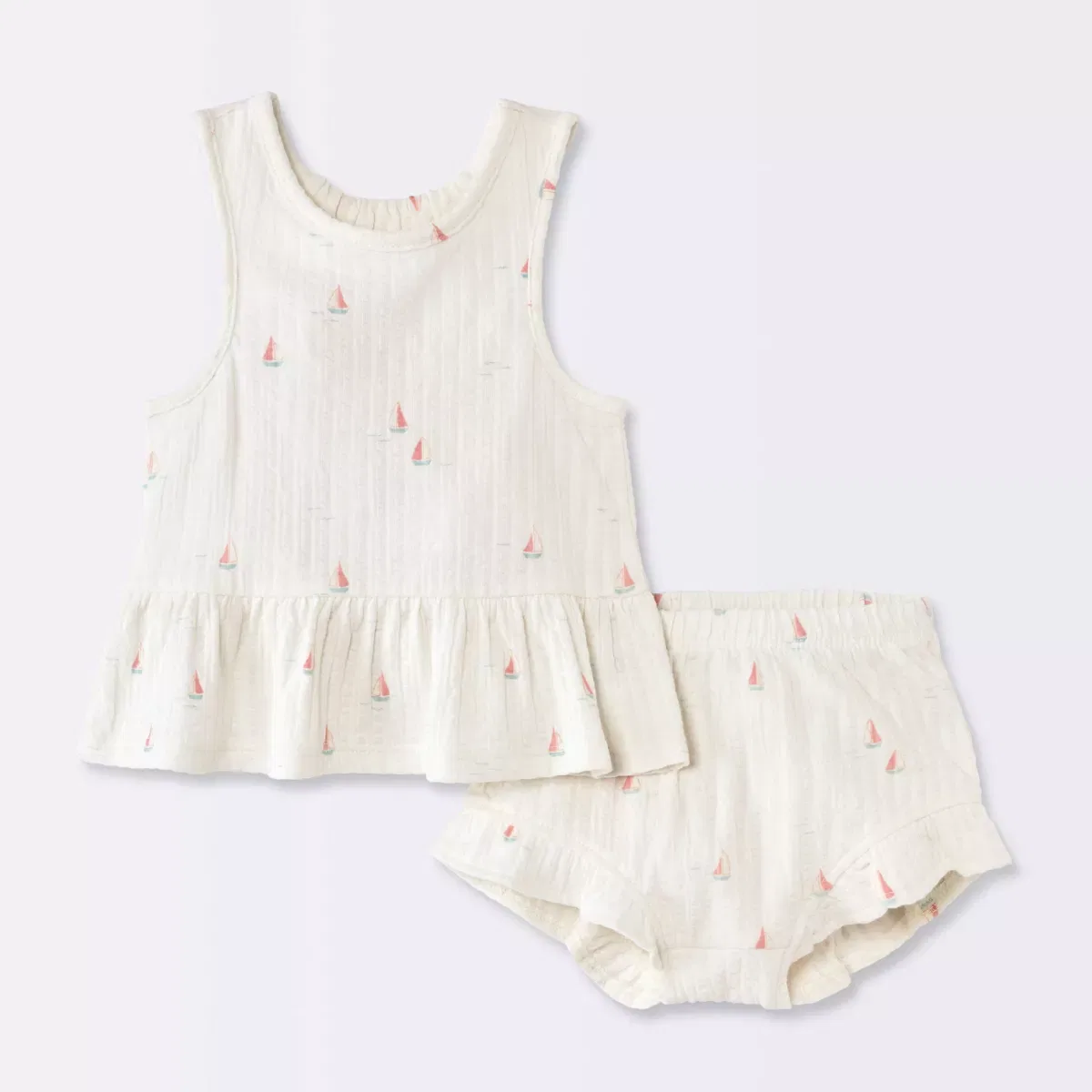 Детский комплект для девочек с пеплумом 2 предмета NEWBORN, Cream