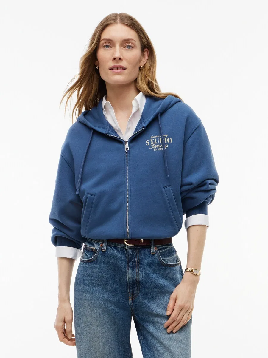 Худи на молнии TOMMY HILFIGER 'Studio Tommy' в цвете Opal — фото 2