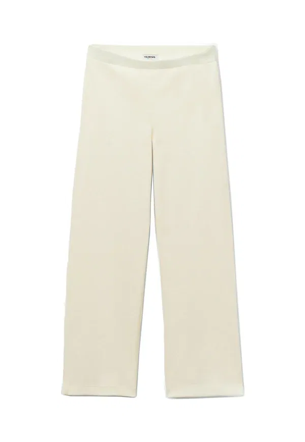 Брюки из хлопка Palazzo ribbed Tezenis, белый