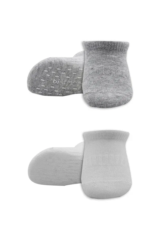 Детские носки для новорожденных хлопковые с принтом Basics Bistyle, Gray-White — фото 4