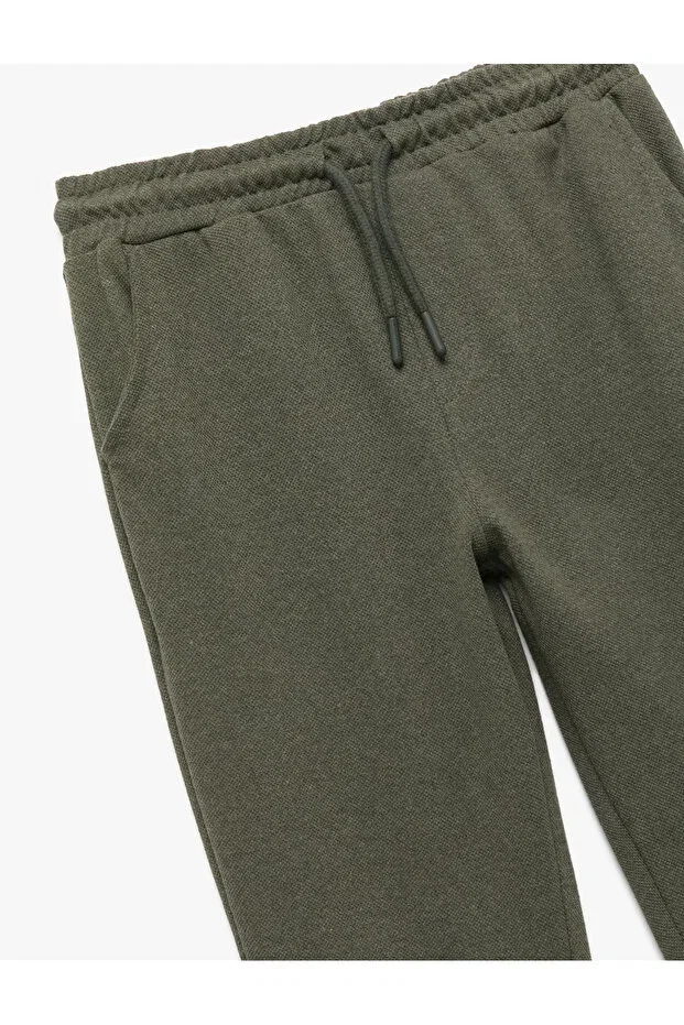 Детские спортивные штаны для мальчиков с принтом Basic jogger sweatpants with lace-up pockets at the waist Koton, Green — фото 3