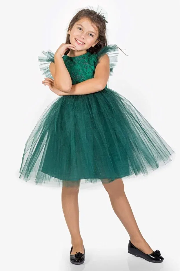 Детское платье для девочек кружевное Mnk Baby&Kids, Green — фото 3
