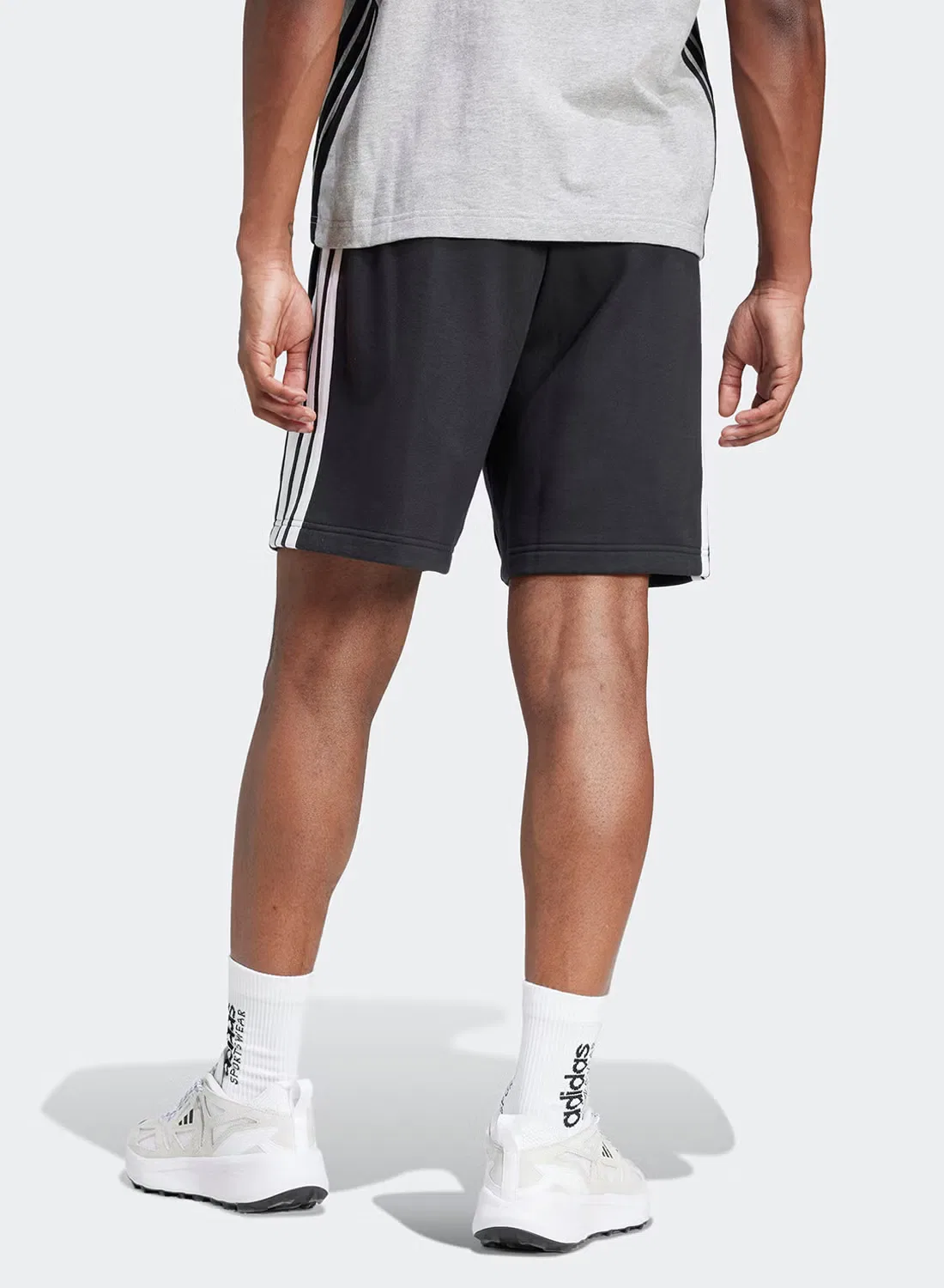 Шорты из футера с логотипом 3-Stripes Adidas, черный — фото 2