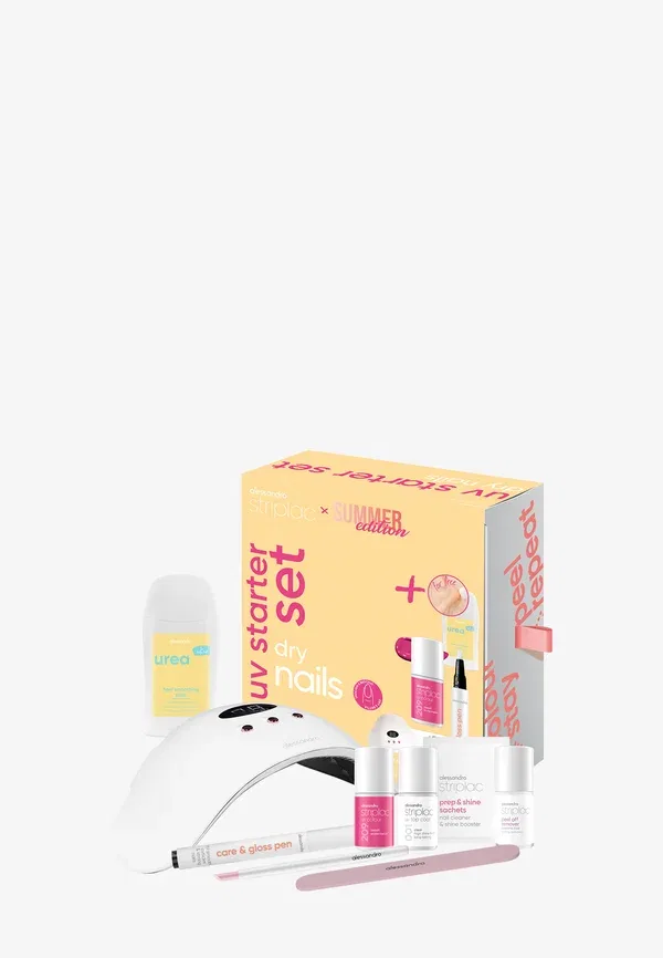 Набор для маникюра Striplac UV Starter Set Dry Nails Summer Edition - набор для сухого маникюра Alessandro, розовый