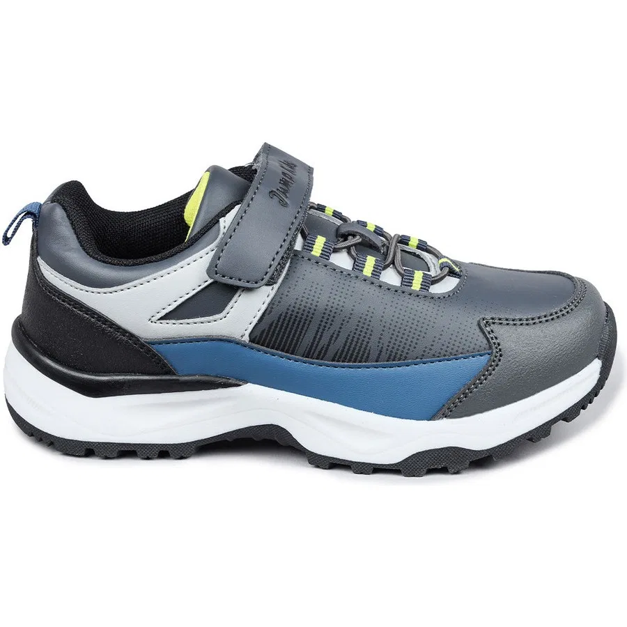 Детские спортивные кроссовки с липучками Jump 29195, Серый/Индиго/Синий