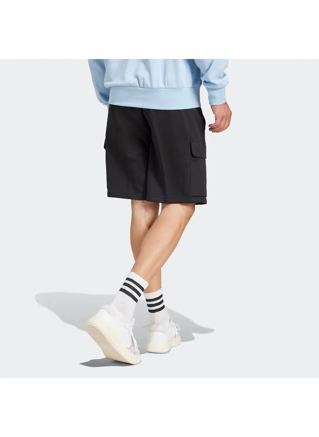 Шорты карго из футера с карманами Adidas, черный — фото 2