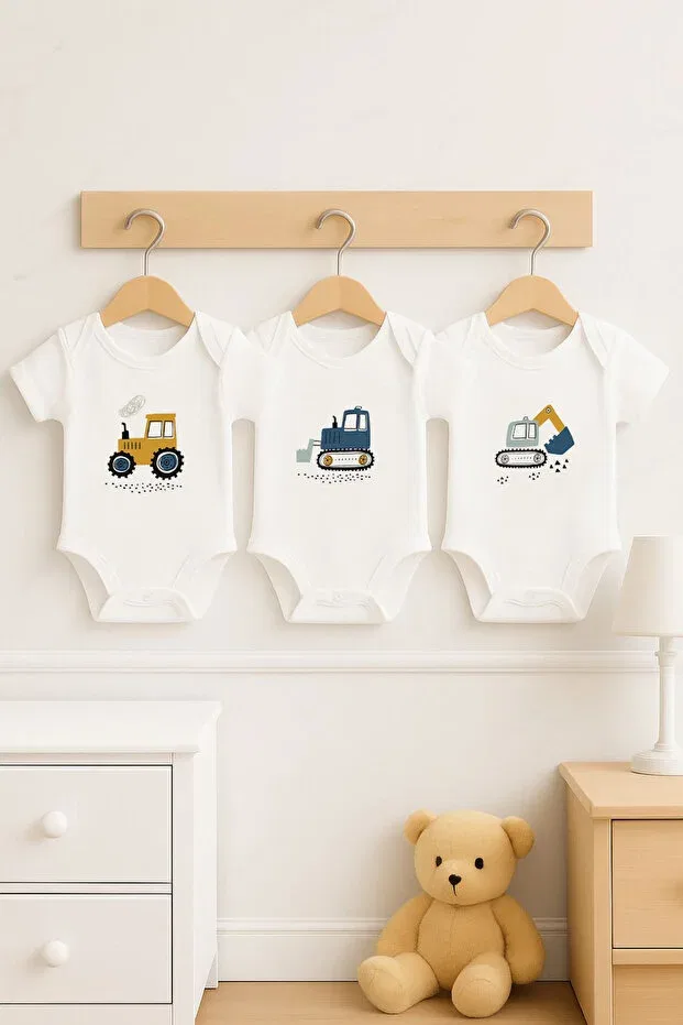 Детское боди для новорожденных с принтом Bebe Wini, Ecru