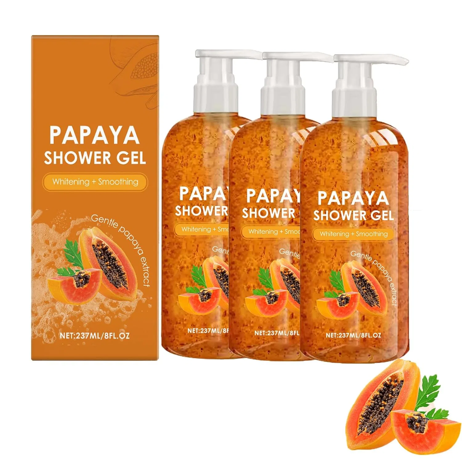 Гель для душа Papaya Shower Gel, LinBomZony, набор 3 шт., 237 мл, 3 pieces