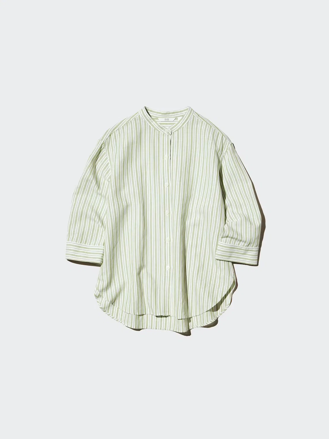 Рубашка Uniqlo, мужская, полосатая, зеленый