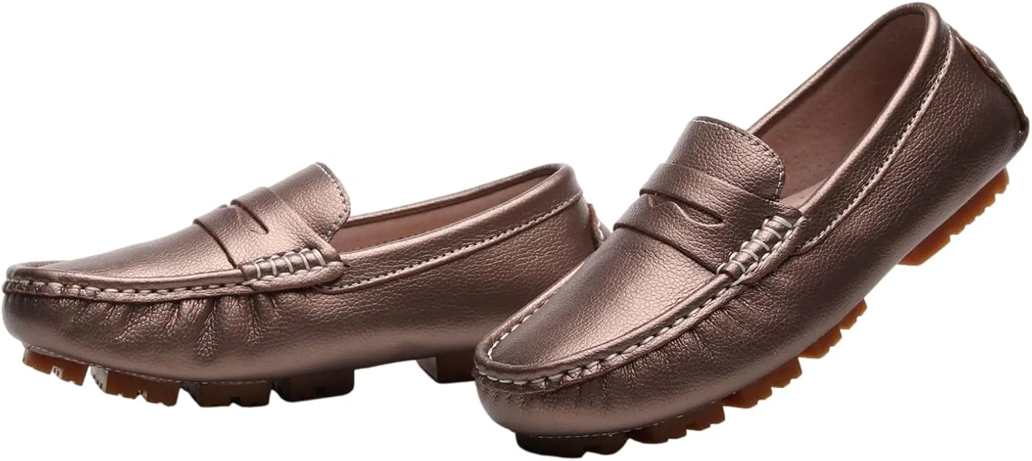 Детские туфли-лоферы на плоской подошве rismart, Rose Gold — фото 2