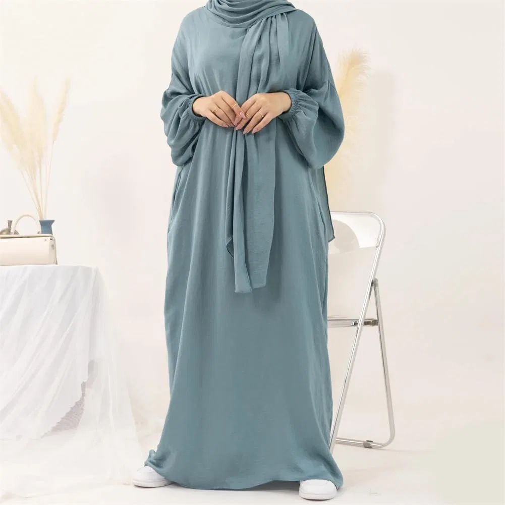Женское свободное платье-абая с длинными рукавами Muslim Prayer Dress, Dark Blue — фото 2