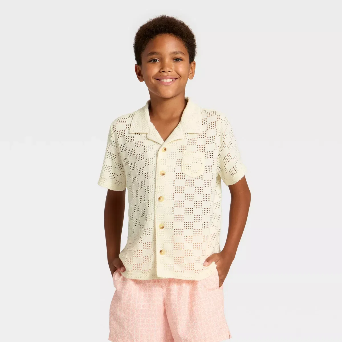 Детское кнопочное пляжное пальто с принтом BOYS SWIM/OUTERWEAR, Cream