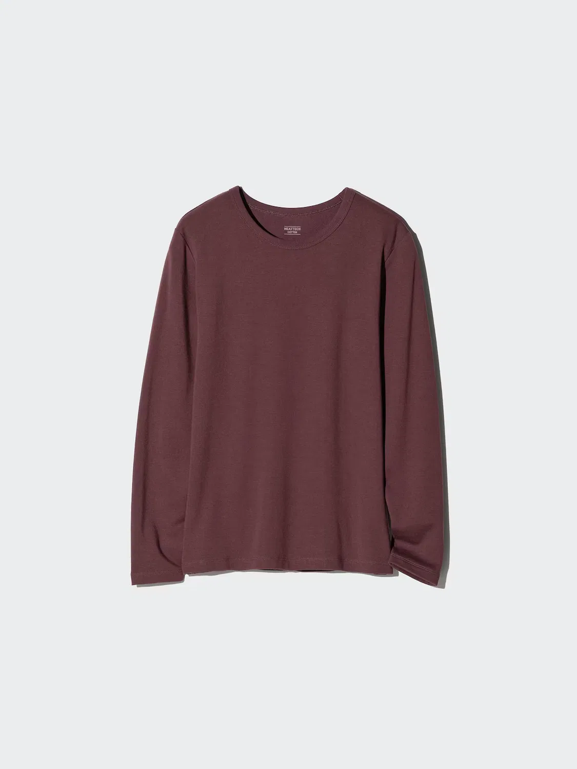 Футболка Uniqlo, хлопковая, с круглым вырезом и функцией сохранения тепла, бордовый