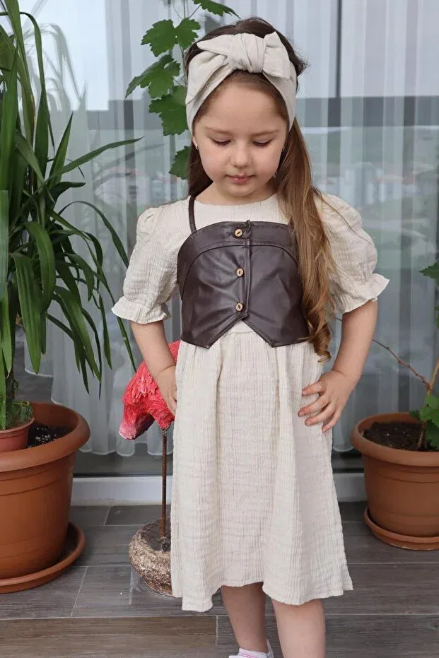 Детское платье для девочек хлопковое Süslüm Kids, Brown — фото 2